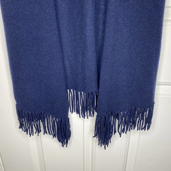 100% Cashmere Sleeveless Open Cardigan Sweater Large Navy Blue Minnie Rose - Picture 3 of 11